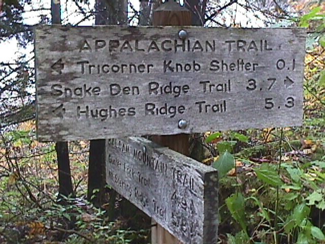 Balsam Mountain Trail marker